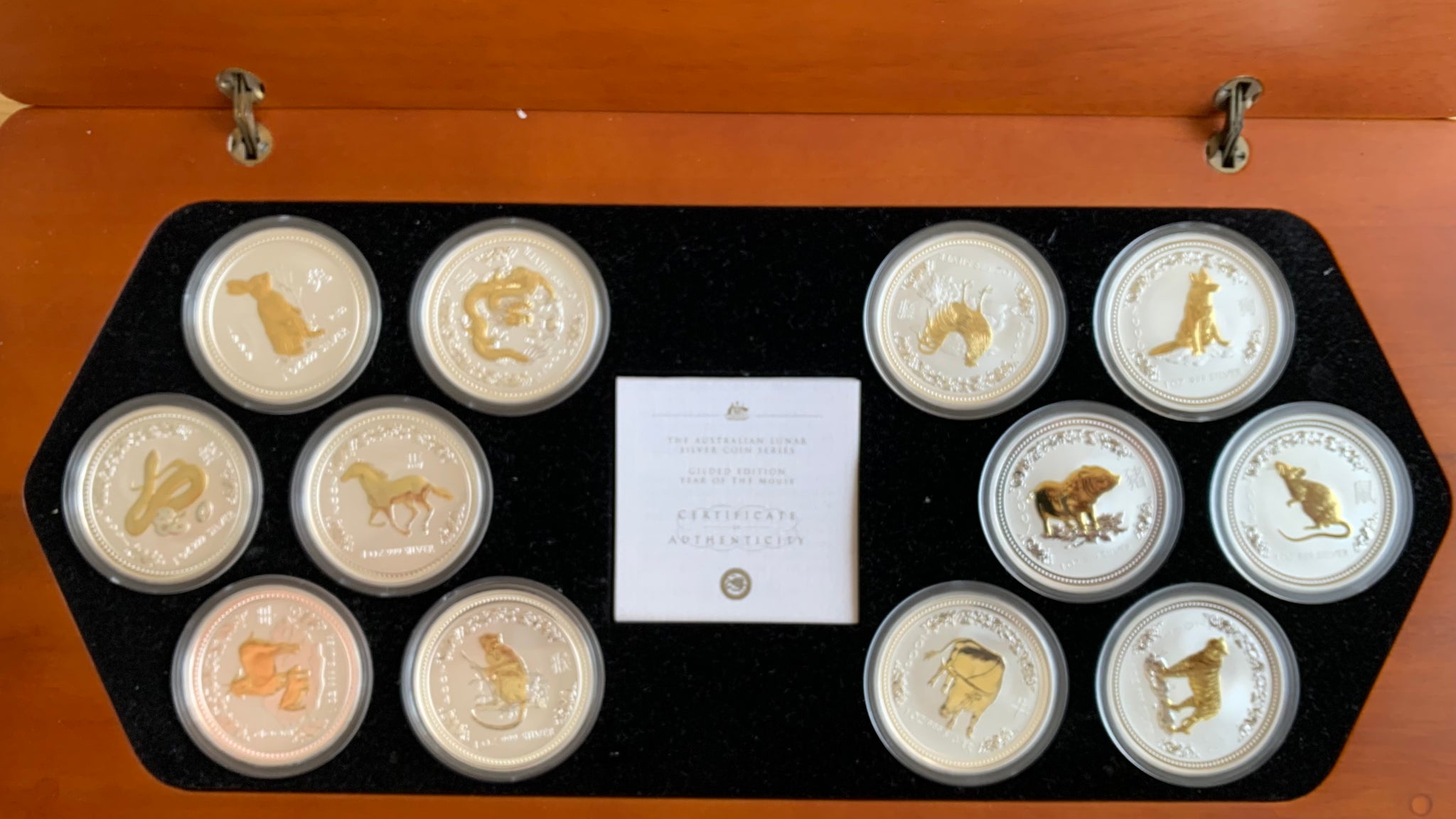 1999 to 2010 Chinese Lunar New Year 12 Year Collection 12 x .999 1oz Silver Gilded Coins