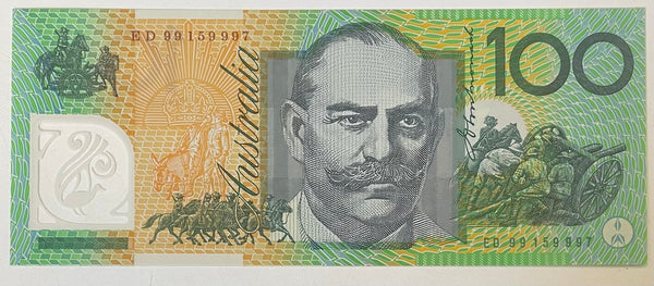 Australia 1999 $100 Polymer Signed MacFarlane Evans Uncirculated Banknote. R618b