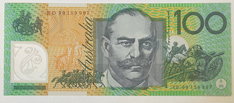 Australia 1999 $100 Polymer Signed MacFarlane Evans Uncirculated Banknote. R618b
