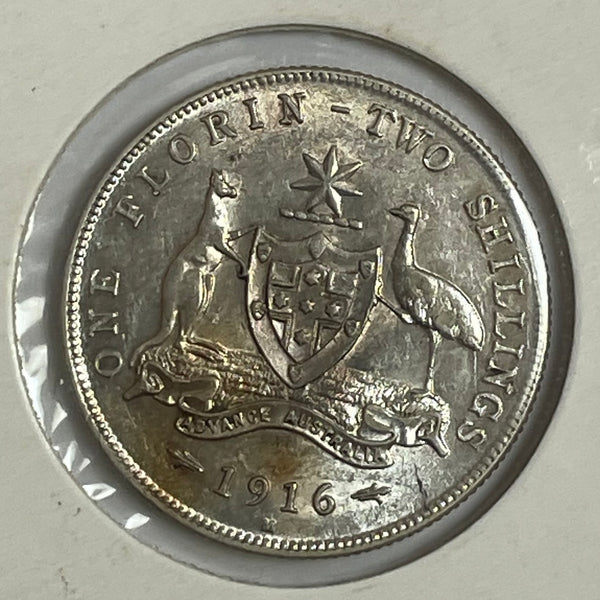 Australia 1916 2/- Florin aEF Condition