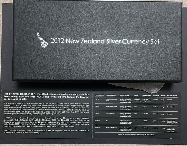 New Zealand 2012 Silver Currency Set of 5 Silver Proof Coins