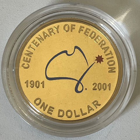 Australia 2001 $1 One Dollar Federation Coloured Proof Coin