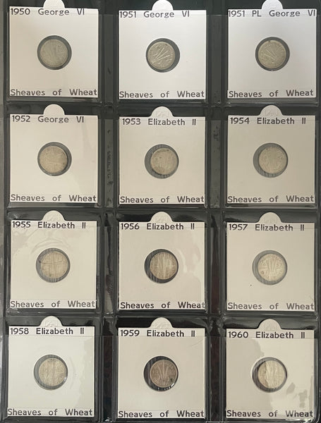 Australia 1910-64 Complete Set of 52 3d Threepence Silver Coins