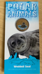 Australia 2013 Royal Australian Mint $1 Polar Animals Weddell Seal Coloured Carded Coin