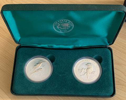 Australia 2003 & 2004 Perth Mint $1  Kookaburra 1oz 999  Silver Coins