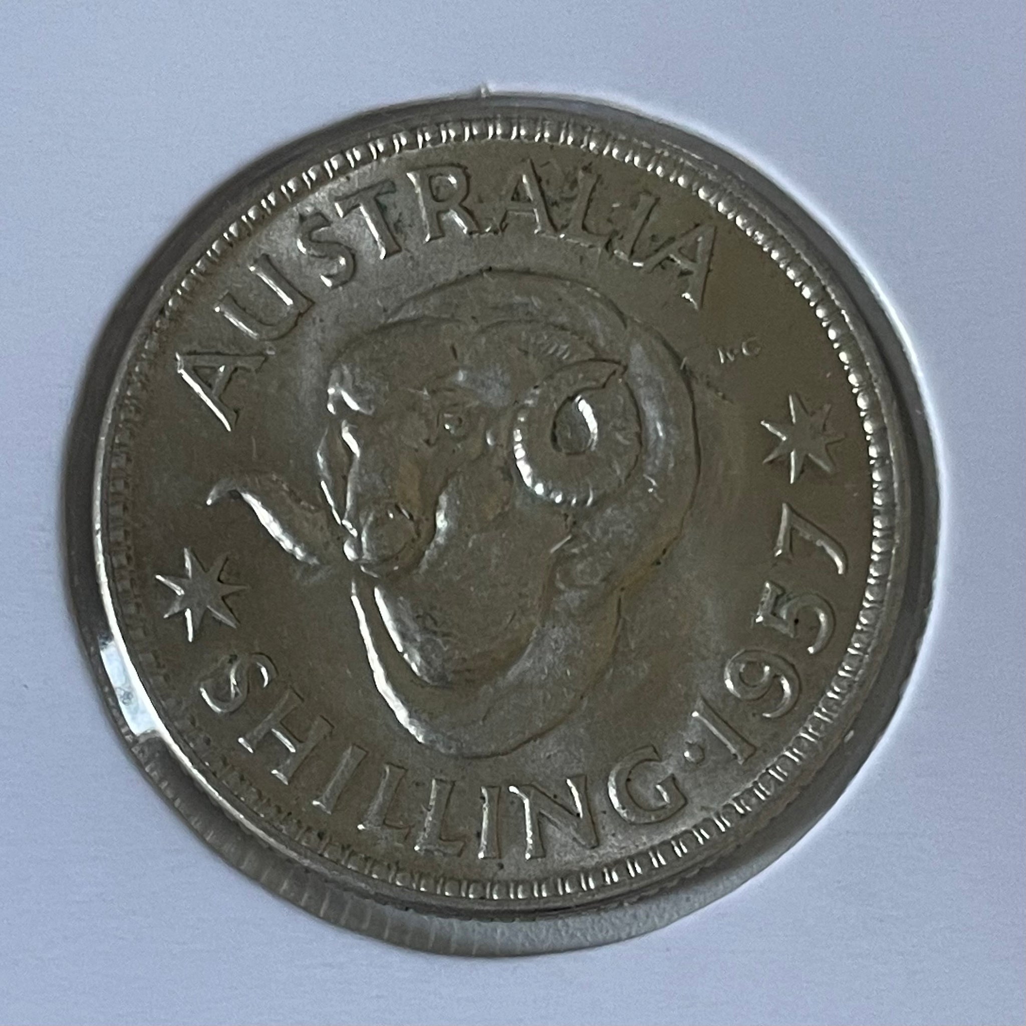 Australia 1957  1/- One Shilling silver coin Uncirculated