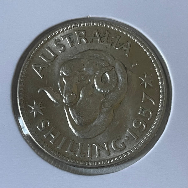 Australia 1957  1/- One Shilling silver coin Uncirculated