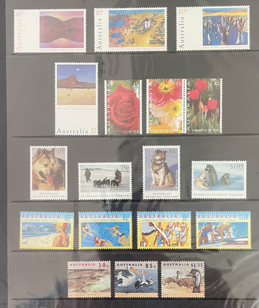 Australia Post 1994 Year Album. This book contains all the different simplified stamps issued in that year.