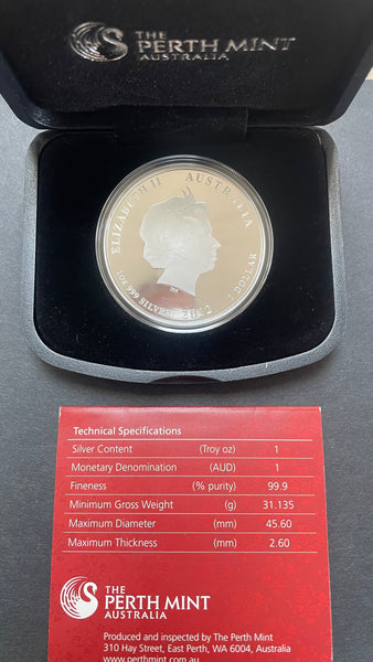 Australia 2012 $1 Year of the Dragon Proof .999 1oz Coloured Silver Coin