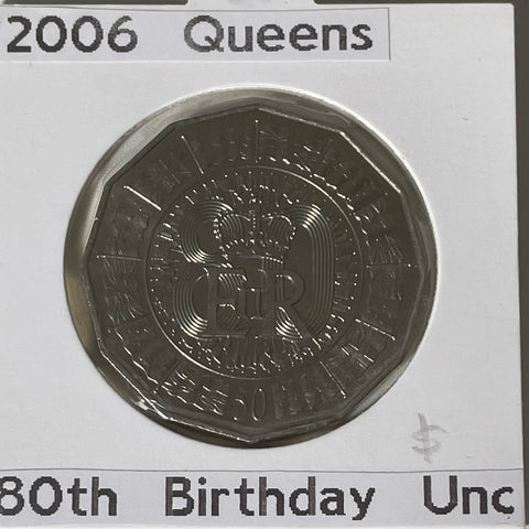 2006 Australia 50c Fifty Cents 80th Birthday Queen Elizabeth Uncirculated Coin