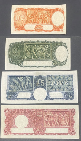 Australia 1941/3 Set of 4  KGV1 Pre Decimal £10, £5, £1 and 10/- Ten Shillings, One, Five  + Ten Pounds Banknotes