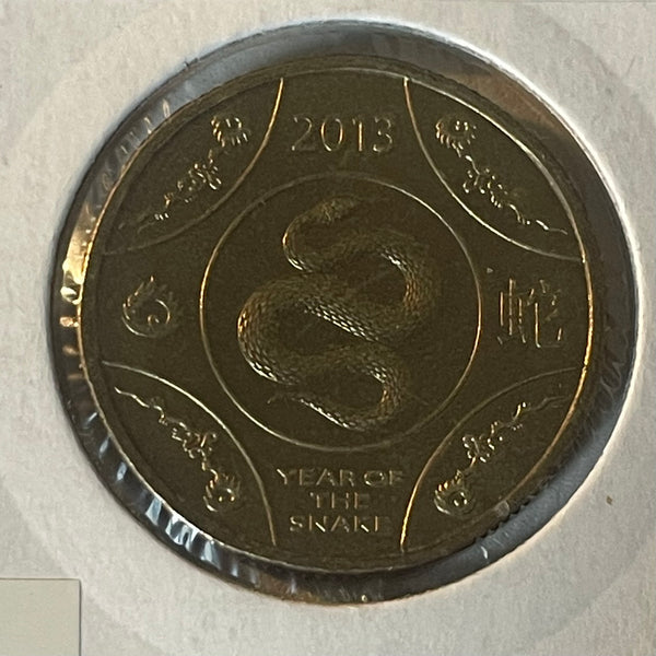 Australia 2013 Royal Australian Mint $1 Lunar New Year of the Snake Coin in 2 x 2 coin mount