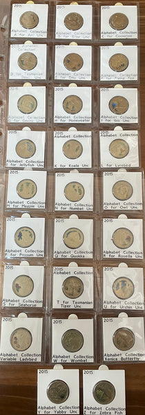 Australia 2015 Aussie Alphabet Coloured $1 coins Complete A to Z set of 26