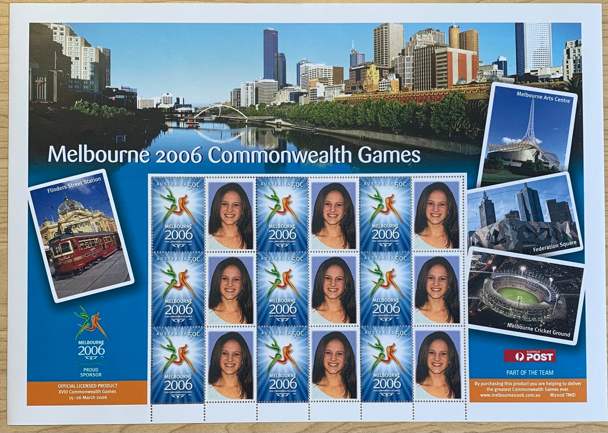 Australia Post 50c Melbourne 2006 Commonwealth Games Personalised Stamp sheet