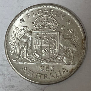 Australia 1953 2/- Florin Silver Coin Uncirculated