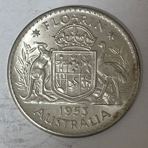 Australia 1953 2/- Florin Silver Coin Uncirculated