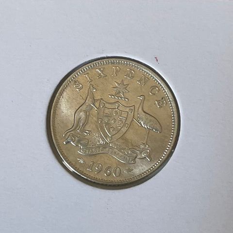 Australia 1960 6d Sixpence Silver Uncirculated Condition