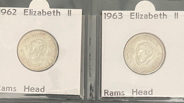 Australian Silver Shilling 1/- Set Complete Including 1921 & 1933