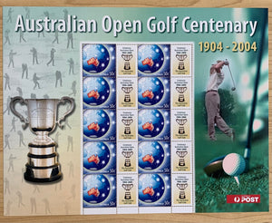 Australia 50c Australian Open Golf Centenary 1904 - 2004 Stamp sheet