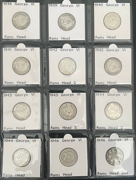 Australian Silver Shilling 1/- Set Complete Including 1921 & 1933