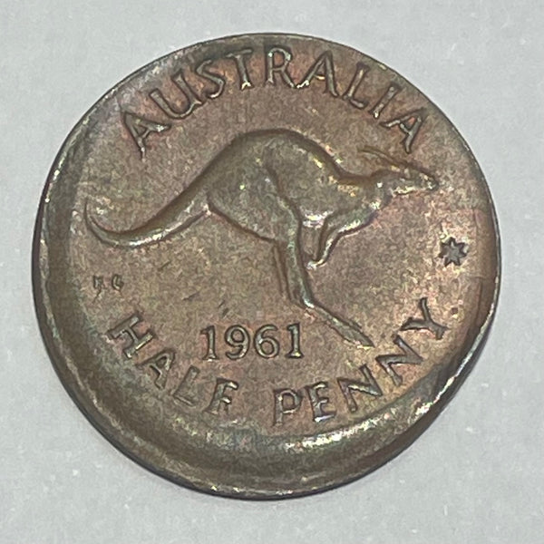 Australia 1961 1/2d Halfpenny Mis-Strike Variety Copper Coin