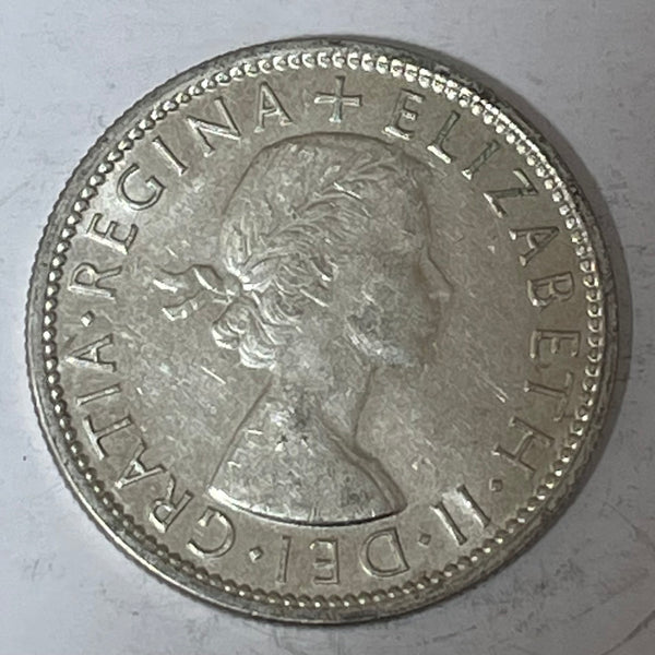 Australia 1954 2/- Florin Silver Coin About Uncirculated