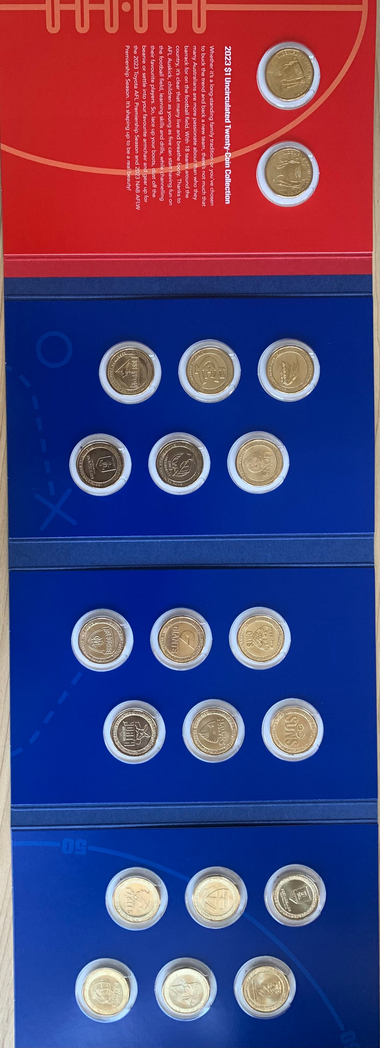 Australia 2023 Royal Australian Mint $1 Australian Football League AFL Uncirculated Coin Collection