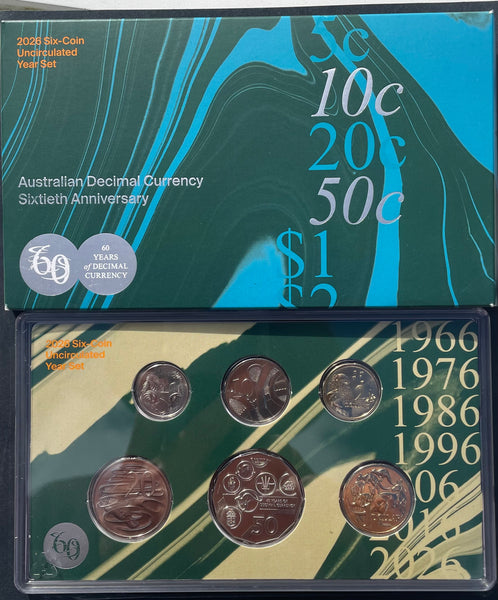 Australia 2026 Australian Decimal Currency Sixtieth Anniversary 6 Coin Uncirculated Set