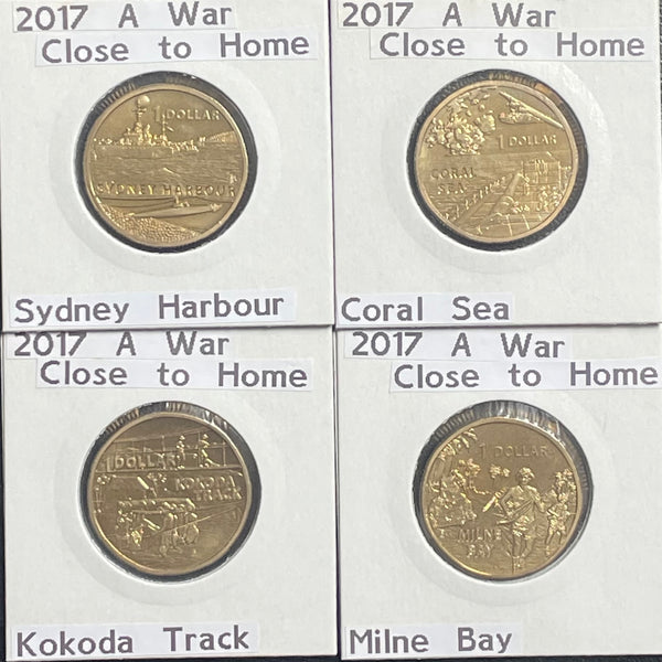 Australia 2017 Royal Australian Mint $1 A War Close To Home Uncirculated Set of Four Coins