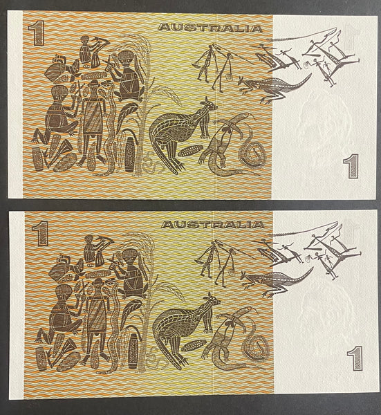 Australia 1976 $1 Knight Wheeler DBP Test Banknote Uncirculated Pair. R76bi