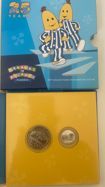 Australia 2017 5c and 20c Set Bananas in Pyjamas. Coloured coins