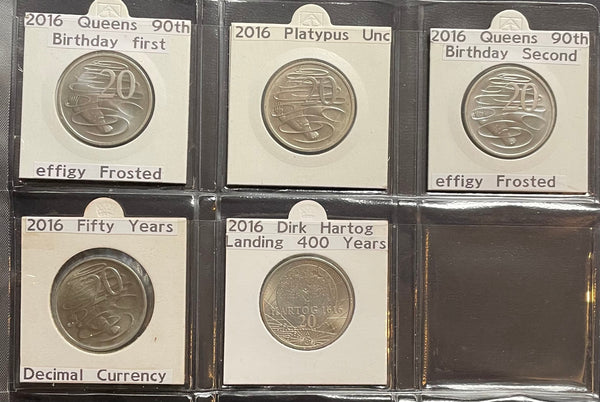 Australia 1966 to 2017 Uncirculated Twenty Cents 20c Collection 125 Coins