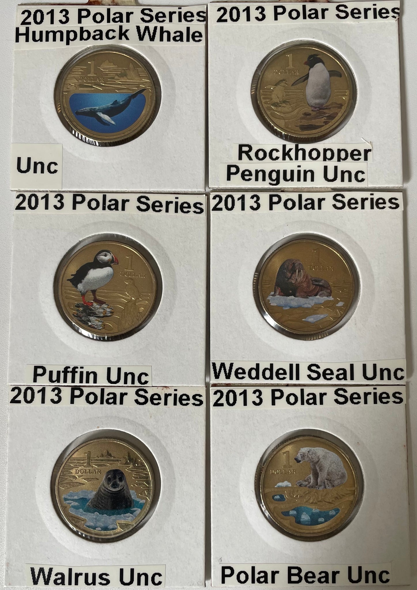 Australia 2013 Royal Australian Mint $1 Polar Animals Series Set of 6 Coins