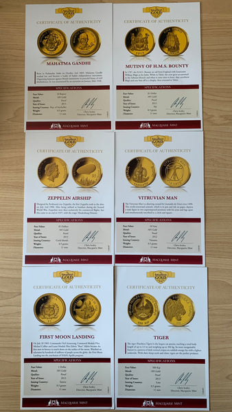 Macquarie Mint "The Smallest Gold Coins of The World" Collection 44 x .5 gram gold coins