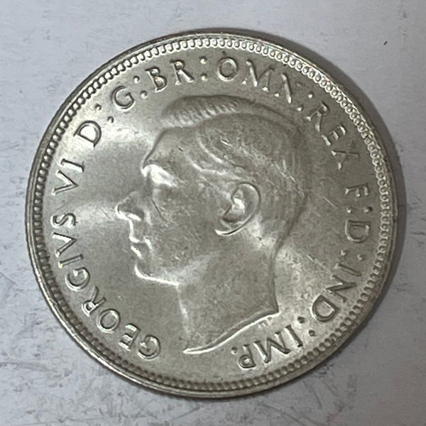 Australia 1947 2/- Florin Silver Coin about Uncirculated