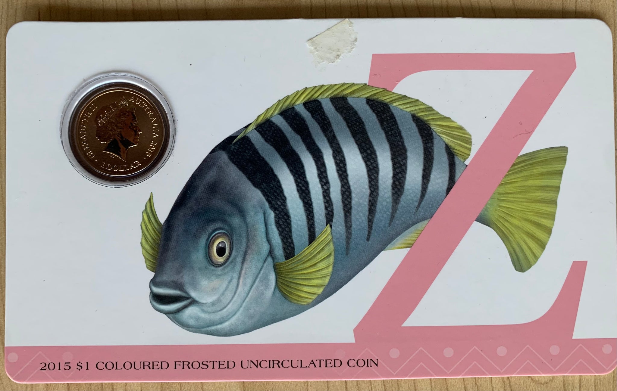 2015 Aussie Alphabet Coloured $1 coin "Z" Zebra Fish