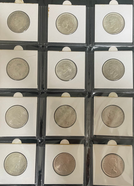 Australia 1910-63 Complete Set of 2/- Florin Silver Coins. Very Good to Extremely Fine