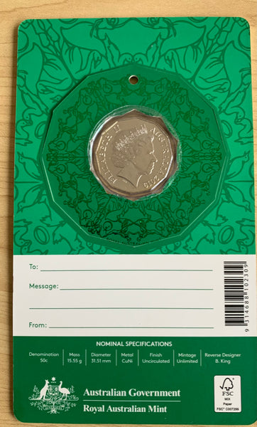 2019 RAM 50c Fifty Cents Merry Christmas Carded Uncirculated Coin