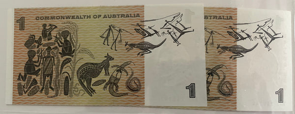 Australia 1966 $1 Commonwealth of Australia Coombs/Wilson Banknote Pair Uncirculated R71
