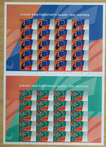 2000 Sydney Paralympics Games : Feel Inspired Torch 45c Stamp sheet Set of 2