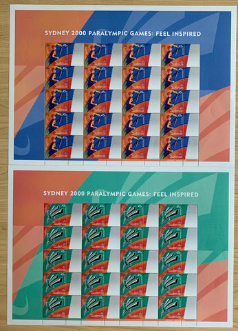 2000 Sydney Paralympics Games : Feel Inspired Torch 45c Stamp sheet Set of 2