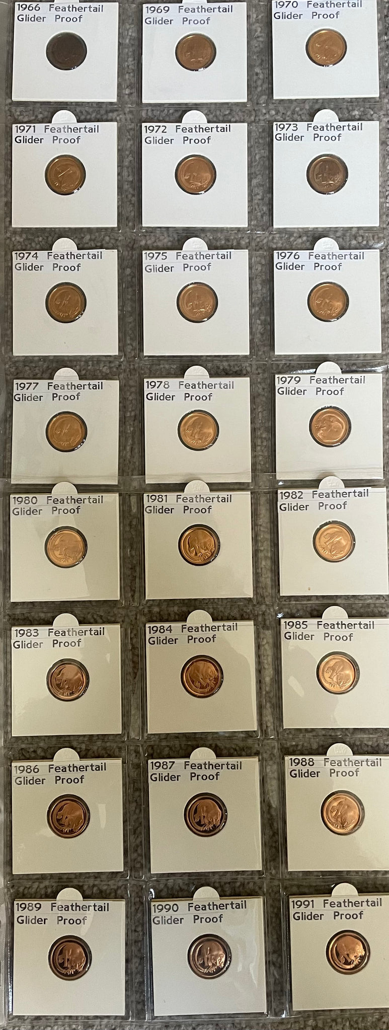 Australian 1966-1991 1c One Cent Proof Coin Collection