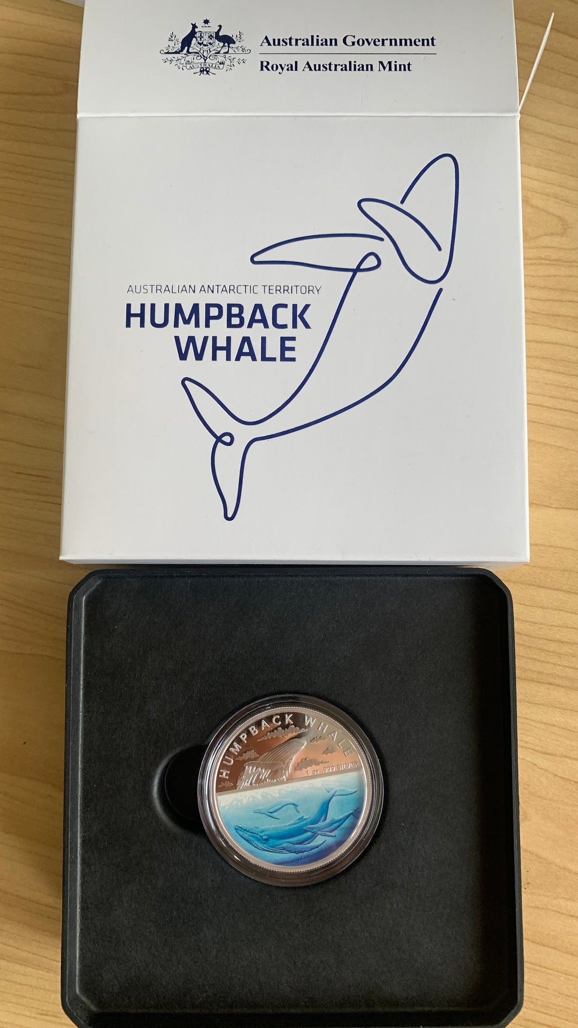 Australian Antarctic Territory 2023 $5 Coloured Humpback Whale silver proof coin