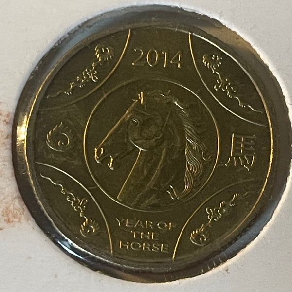 Australia 2014 Royal Australian Mint $1 Lunar New Year of the Horse Coin in 2 x 2 mount