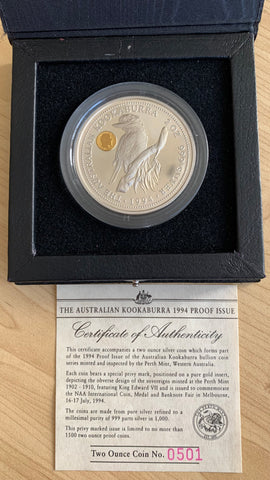 Australia 1994 Perth Mint $2 "King Edward VII Privy Mark" Kookaburra 2oz .999 Silver Proof