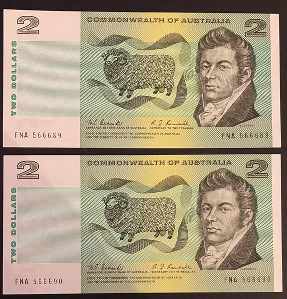 Australia $2 Commonwealth of Australia Coombs/Randall Uncirculated Pair R82