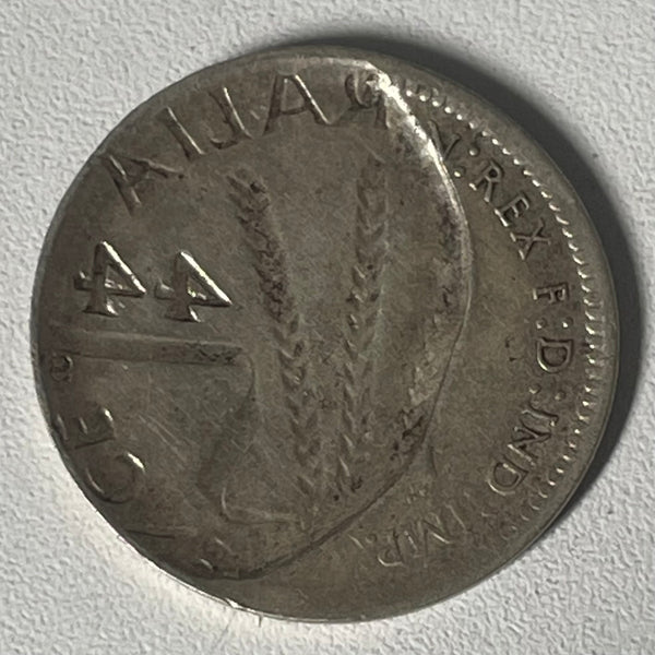 Australia 1944S Threepence 3d Silver 80% Reverse Brockage Error Coin. San Francisco Mint