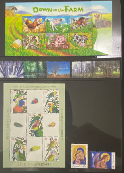 Australia Post 2005 Year Album. This book contains all the different simplified stamps issued in that year.