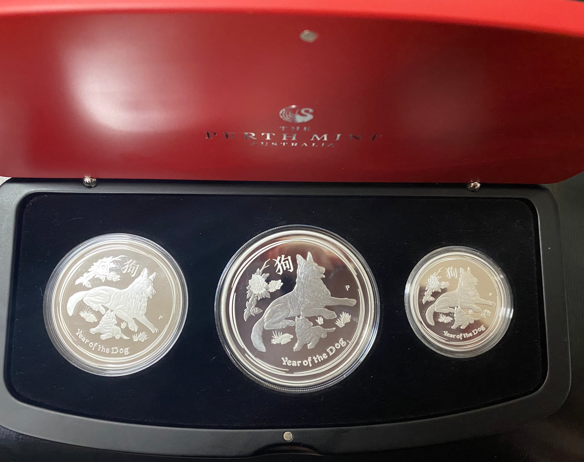 Australia 2018 Perth Mint Lunar New Year of the Dog Proof 3 coin set