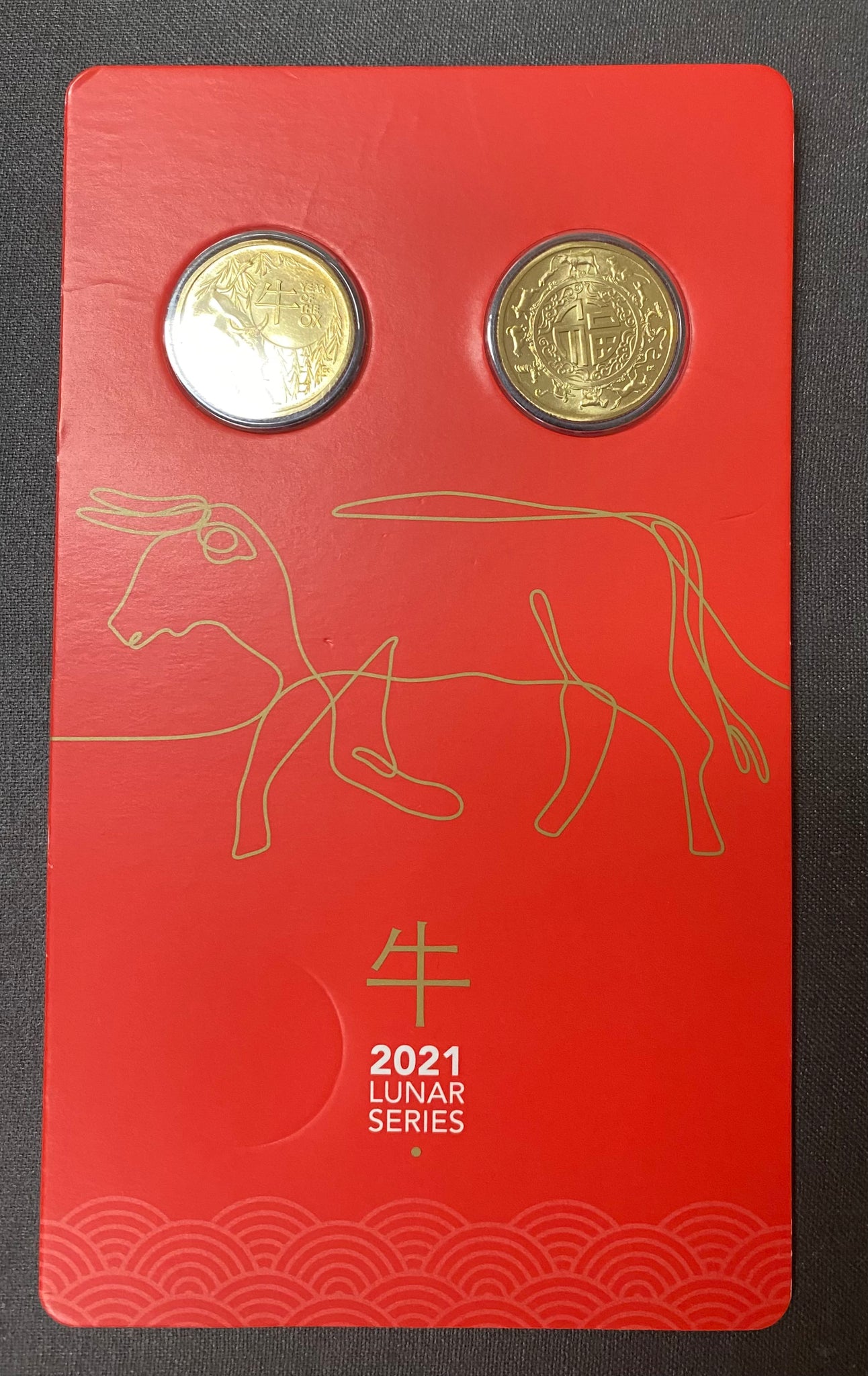 2021 Royal Australian Mint Australian Lunar Year of the Ox $1 Uncirculated 2 Coin Set